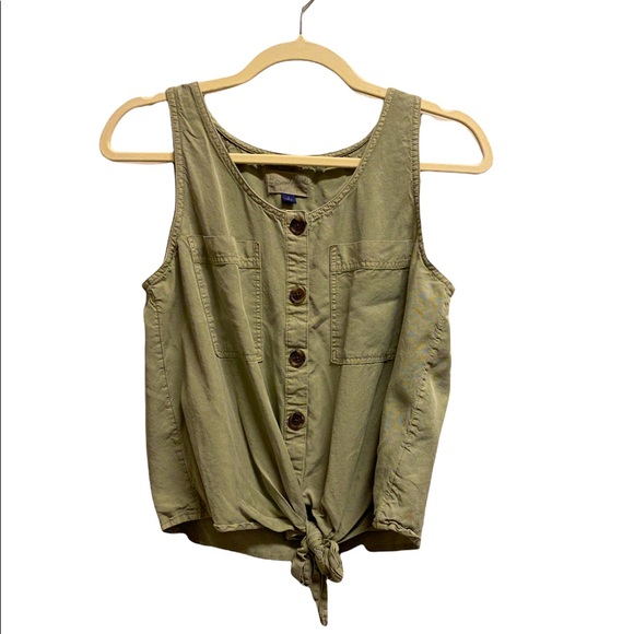Universal Thread Olive Sleeveless Boho Knot Top - Picture 1 of 4